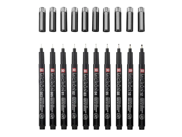 Fineliner Sakura Pigma Micron Black Edition set à 10 breedtes + grati