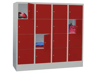 lockerkast,HxBxD 1518x1600x500mm,4x4vakken,RAL7035,front RAL3000 - 2