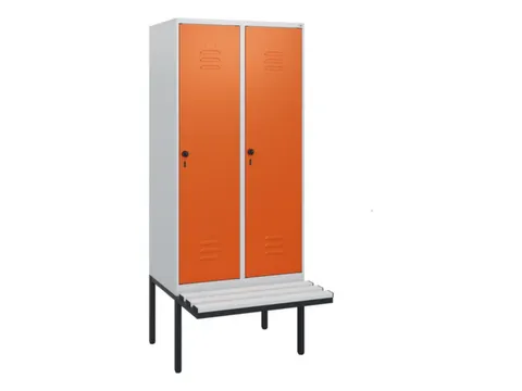 locker met bank,HxBxD 1950x800x815mm,2vak,vak B 400mm,draaigrendel