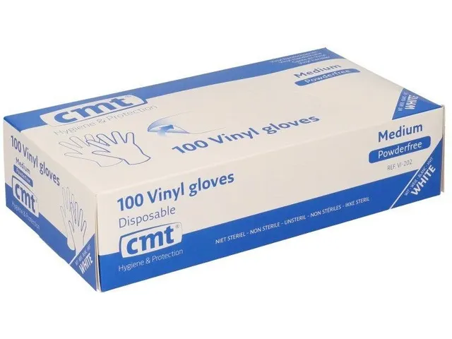 Handschoen CMT M vinyl poedervrij wit 100 stuks