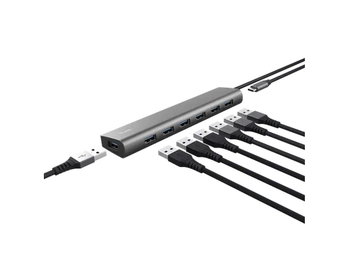 Hub Trust HALYX 7-port USB-A 3.2 zilver