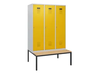locker met bank,HxBxD 1950x1200x815mm,3vak,vak B 400mm,cilinderslot - 2