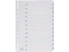 tabbladen met indexblad A4 11-gaats jan-dec Frans 12-delig wit