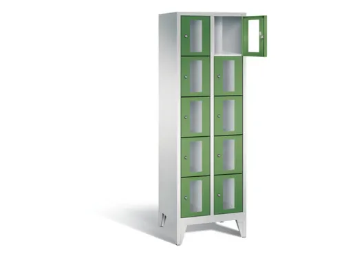 Lockerkast 1850x610x500mm 2x5 vakken Cilinderslot Poten, RAL6011
