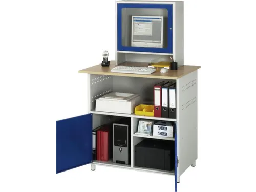 pc-kast,HxBxD 1810x1100x800mm,monitorvak,stopcontactdoos,romp RAL7035