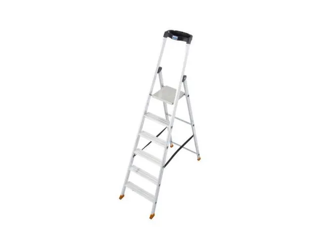 trapladder,eenzijdig,6treden,bordes met profiel,Stand H 1,3m