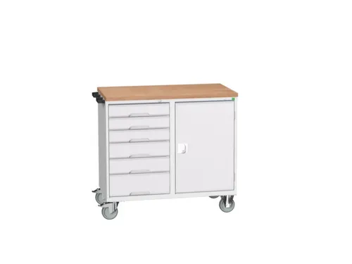 montagetafel 980x1050x600mm multiplexblad 6 laden kast front RAL7035