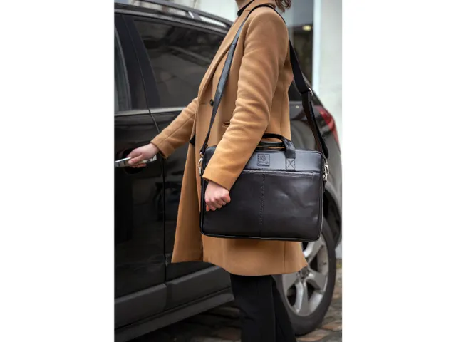 Computertas Exactive zwart leder