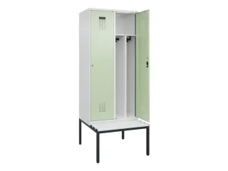 locker met bank,voor scheiding van kleding,HxBxD 2120x800x815mm,2vak - 1