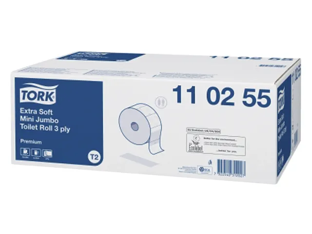 Toiletpapier Tork T2 Jumbo 110255 3-laags 120m 600 Vel 12 Rollen