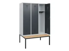 locker met bank,HxBxD 1950x1200x815mm,3vak,vak B 400mm,cilinderslot