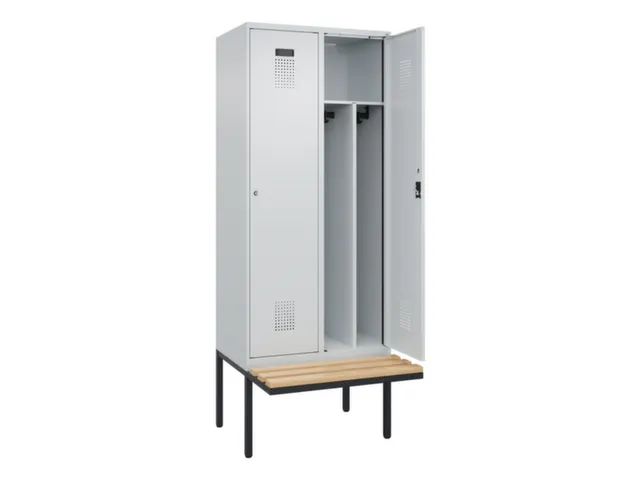 locker met bank,voor scheiding van kleding,HxBxD 2120x800x815mm,2vak