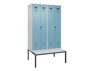 locker met bank,voor scheiding van kleding,HxBxD 2120x1200x815mm,4vak - 2