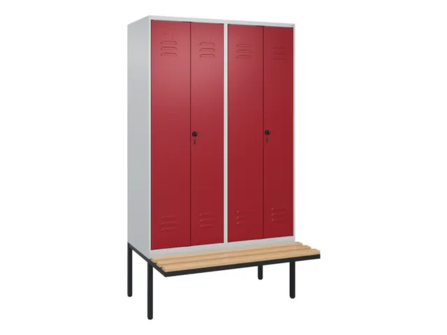 PBM-locker met bank,HxBxD 2120x1200x815mm,4vak,vak B 300mm