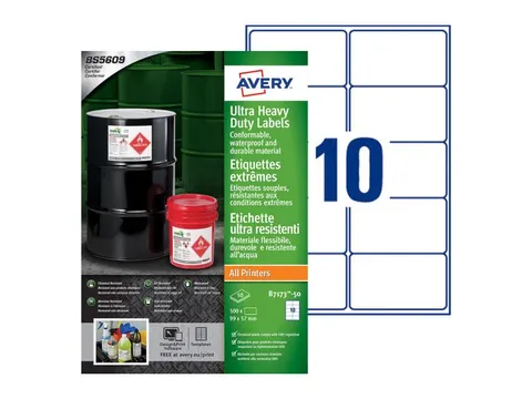 Etiket Avery B7173-50 99x57mm polyethyleen wit 500 stuks