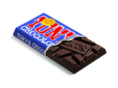Chocolade Tony Chocolonely donkere melk pretzel toffee reep 90 gram