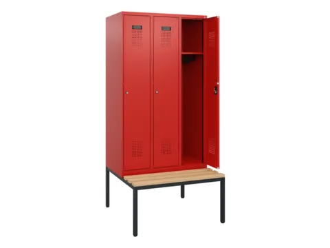 locker met bank,HxBxD 1950x900x815mm,3vak,vak B 300mm,cilinderslot