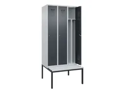 locker met bank,voor scheiding van kleding,HxBxD 2120x900x815mm,3vak