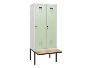 locker met bank,HxBxD 1950x800x815mm,2vak,vak B 400mm,draaigrendel - 2