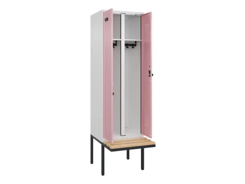 locker met bank,voor scheiding van kleding,HxBxD 2120x600x815mm,2vak