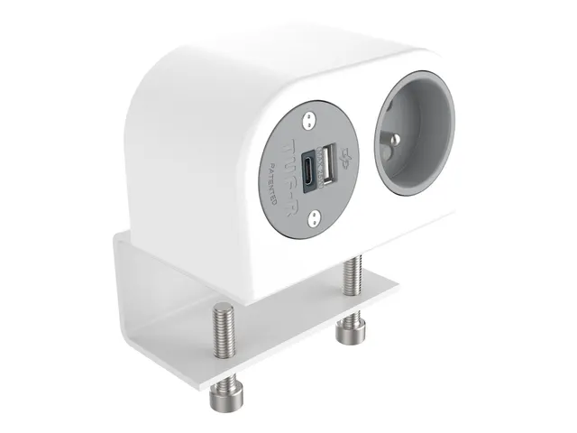 Desktop stekkerdoos Power Phase 1x penaarde + USB A en C 25W Wit