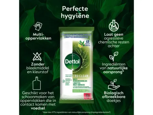 Dettol Reinigingsdoekjes TruClean Eucalyptus & Lime pak van 48 doekjes