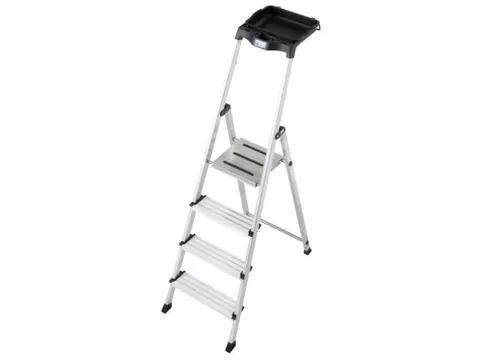 trapladder,eenzijdig,4treden,bordes m. antislip elementen,balk L 1,6m