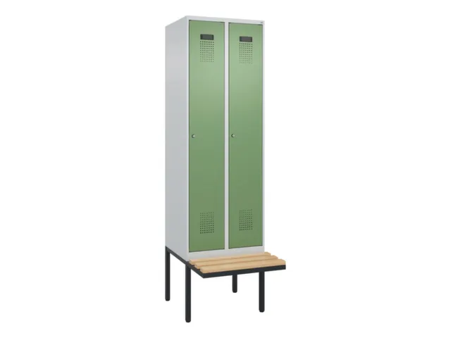 locker met bank,voor scheiding van kleding,HxBxD 2120x600x815mm,2vak