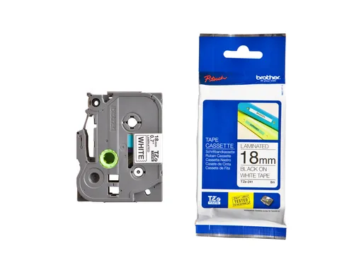 Labeltape Brother P-touch TZe-241 standaard 18mm zwart op wit