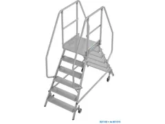 bordestrap,verrijdbaar,bordes H 1,45m,2x6treden,aluminium,4zwenkwielen