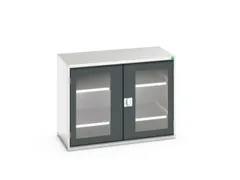 vitrinekast 800x1050x550mm 2xStalen bodem romp RAL7035 front RAL7016