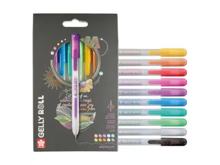 Gelschrijver Sakura Gelly Roll Metallic 08 klikfunctie assorti 10st - 5