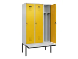 locker met bank,voor scheiding van kleding,HxBxD 2120x1200x815mm,3vak