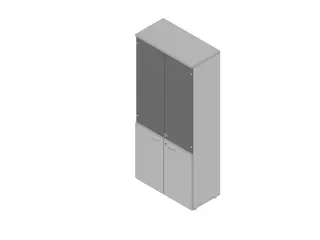 Vitrinekast 2000X900X450Mm Glazen Deuren 4Xhouten Vloer Aluminium Grij - 1