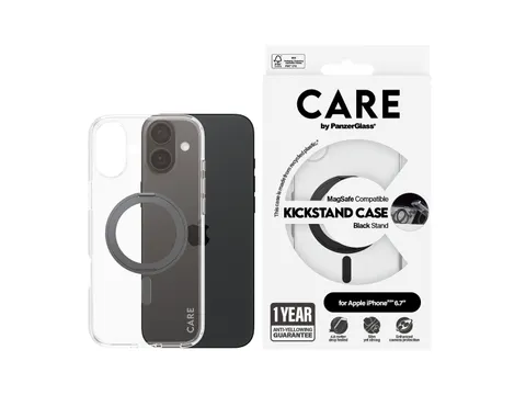 PanzerGlass CARE by Case Transparent w. Black Kickstand & MagSaf
