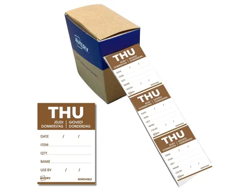 Etiket Avery HACCP donderdag bruin 40x56mm 500 stuks