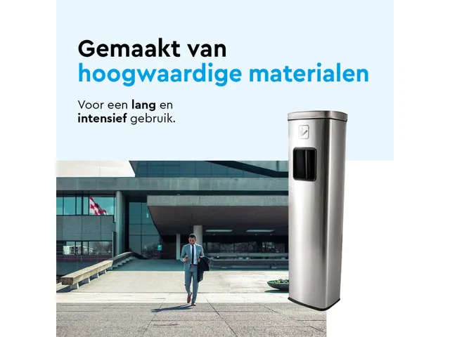 Asbak Staand met afvalbak AT400 RVS 20 Liter