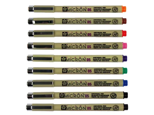 Fineliner Sakura Pigma Micron 05 0.45mm set à 9 kleuren