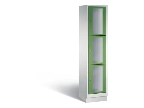 Lockerkast 1800x420x500mm 1x3 vakken Cilinderslot, Sokkel, RAL6011