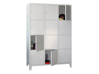lockerkast,HxBxD 1850x1200x500mm,3x4vakken,RAL7035,front RAL6011 - 1