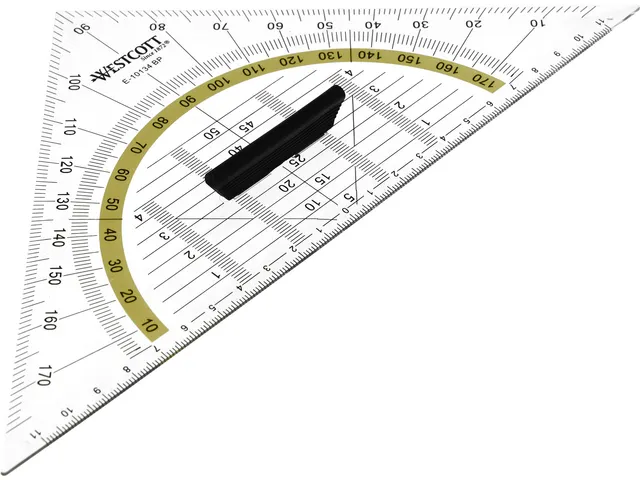 Geodriehoek Westcott 22cm met greep in polybag