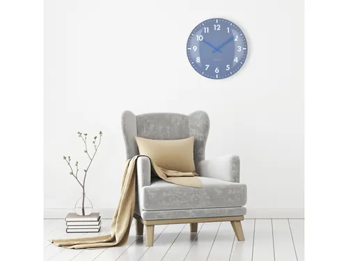 Wandklok Nextime dia 50cm bolvormig glas blauw kunststof Duomo