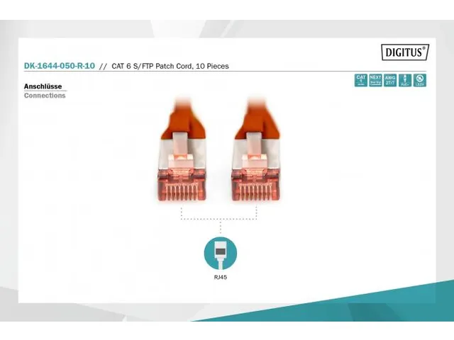 CAT 6 S-FTP patchkabel Cu LSZH AWG 27/7 Lengte 5m 10 stuks Rood
