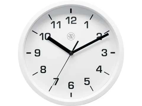 wandklok NXT diameter 20cm kunststof wit, witte wijzerplaat