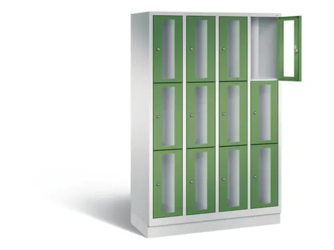 Lockerkast 1800x1190x500mm 4x3 vakken Cilinderslot, Sokkel, RAL6011