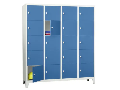 lockerkast,HxBxD 1850x1600x500mm,4x5vakken,RAL7035,front RAL5012