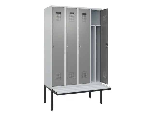 locker met bank,voor scheiding van kleding,HxBxD 2120x1200x815mm,4vak