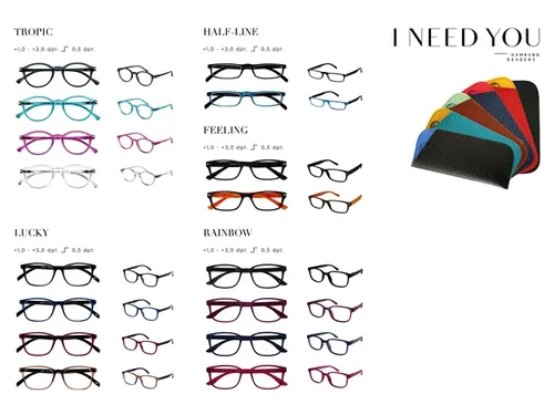 Leesbril I Need You Tropic/Lucky/Half-line/Feeling/Rainbow ass 80st
