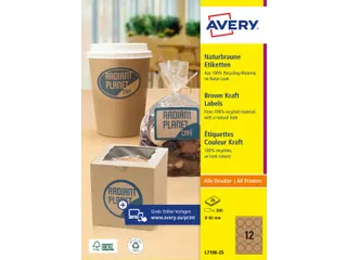 Etiket Avery L7106-25 permanent rond 60mm kraft 300 stuks 25 vel - 5