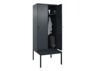 locker met bank,HxBxD 2120x800x815mm,2vak,vak B 400mm,draaigrendel - 3